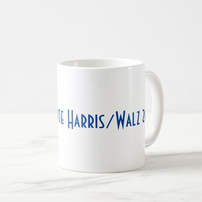 Blue FLAmingo w/ Pearls mug. Vote Harris/Walz 2024 Coffee Mug (Front Right)