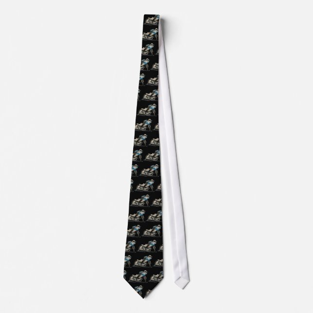 Blue Flat Track & Speedway Motorcycle Racer Tie (Front)