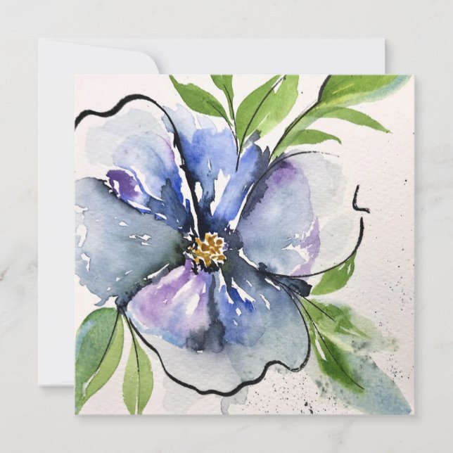 Blue Flax - Flat greeting card  (Front)