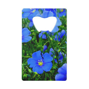 Blue Flax Linum Flowers-Credit Card Bottle Opener