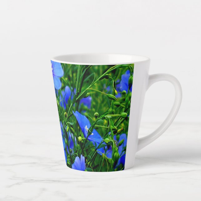 Blue Flax Linum Flowers Latte Mug (Right)