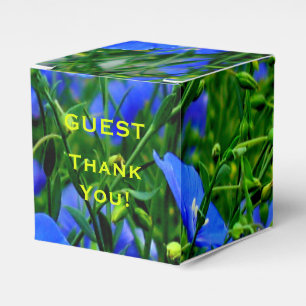 Blue Flax Linum Flowers-SQUARE FAVOR BOX