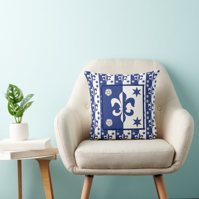 Blue Fleur de Lis Cushion (Chair)
