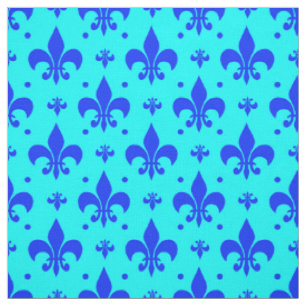 Blue Fleur-de-lis Pattern Design Fabric