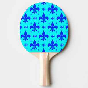Blue Fleur-de-lis Pattern Design Ping Pong Paddle
