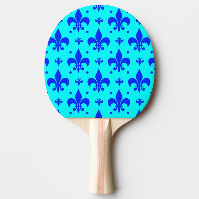 Blue Fleur-de-lis Pattern Design  Ping Pong Paddle (Front)