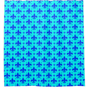 Blue Fleur-de-lis Pattern Design Shower Curtain
