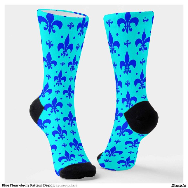 Blue Fleur-de-lis Pattern Design  Socks (Creator Uploaded)