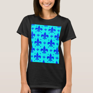 Blue Fleur-de-lis Pattern Design  T-Shirt