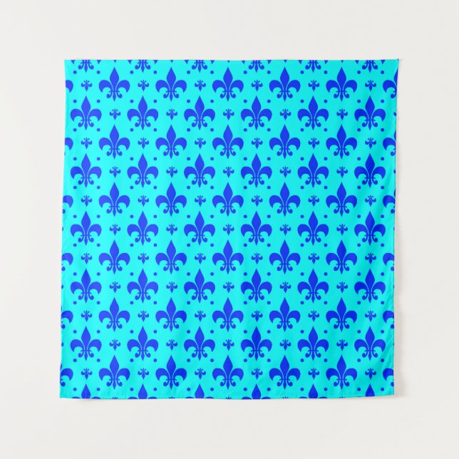 Blue Fleur-de-lis Pattern Design  Tapestry (Front)