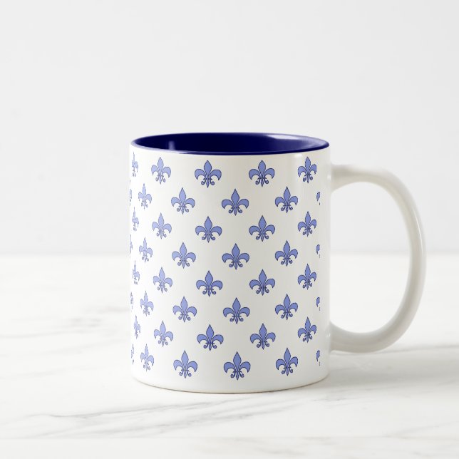 Blue Fleur-de-lis Pattern Mug (Right)