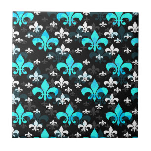 Blue Fleur De Lis Surface Pattern Design Tile