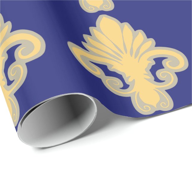Blue Fleur Wrapping Paper (Roll Corner)
