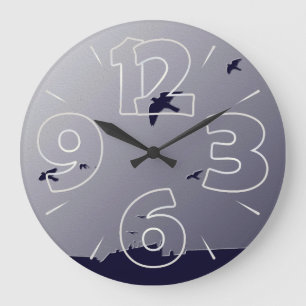 Blue flight large clock