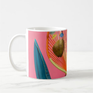 Blue flip-flop beside chair coffee mug