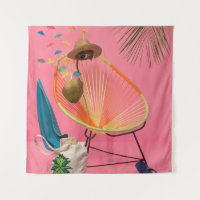 Blue flip-flop beside chair