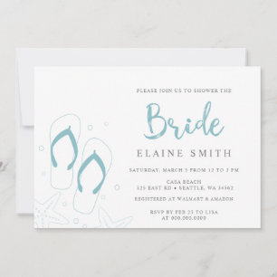 Blue Flip Flops Summer Beach Bridal Shower Invitation