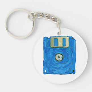 Blue floppy disc by Vincent van Gogh Key Ring