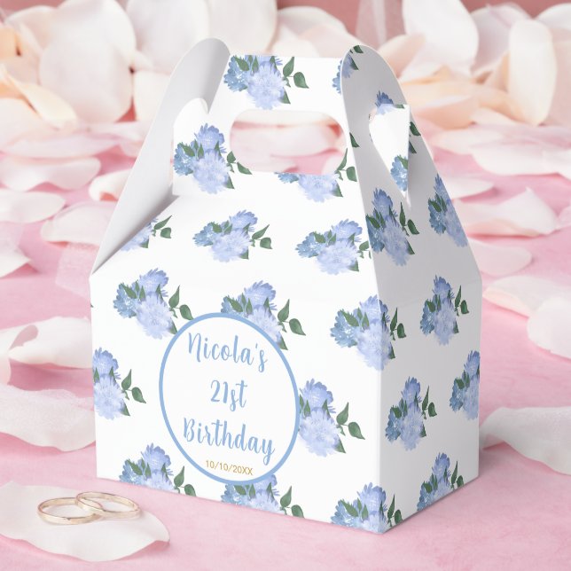 Blue Floral 21st Birthday Favour Box (Wedding)