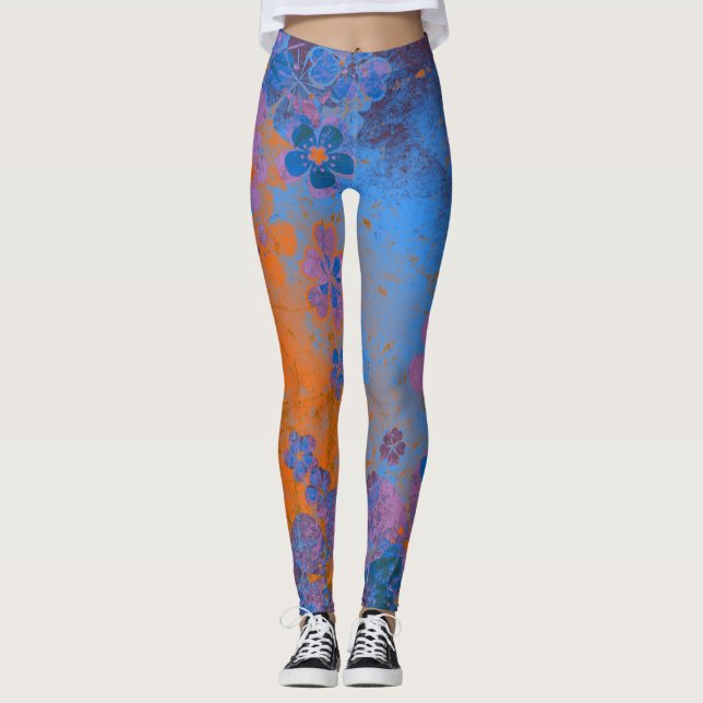 Blue Floral #3 Leggings (Front)