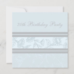 Blue Floral 70th Birthday Party Invitations