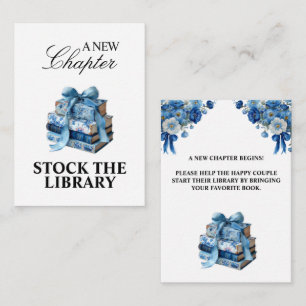 Blue Floral A New Chapter Bridal Shower Enclosure Card