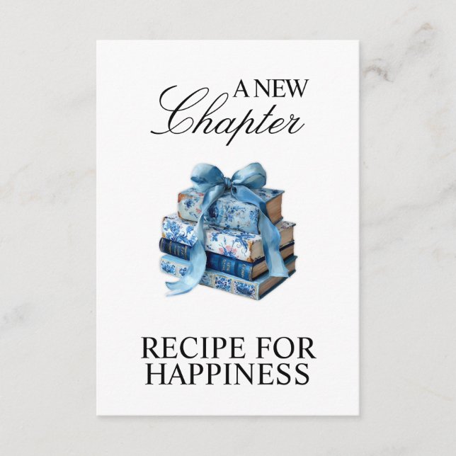 Blue Floral A New Chapter Bridal Shower  Enclosure Card (Front)