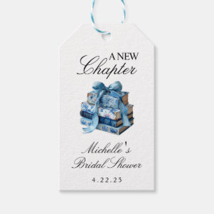 Blue Floral A New Chapter Bridal Shower Gift Tags