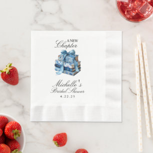 Blue Floral A New Chapter Bridal Shower Napkin