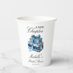 Blue Floral A New Chapter Bridal Shower  Paper Cups