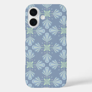 Blue Floral Abstract Pattern iPhone 16 Case