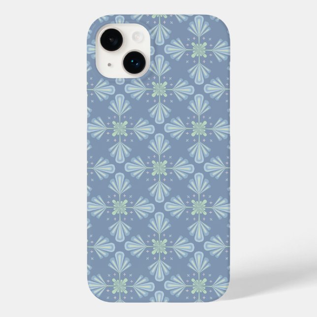 Blue Floral Abstract Pattern Case-Mate iPhone Case (Back)