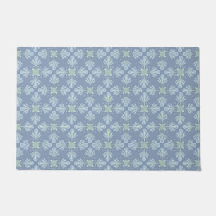 Blue Floral Abstract Pattern Doormat