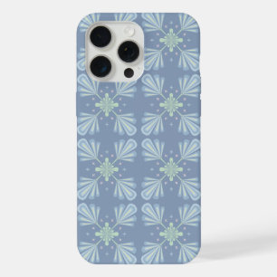 Blue Floral Abstract Pattern iPhone 15 Pro Max Case