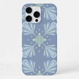 Blue Floral Abstract Pattern iPhone 16 Pro Max Case