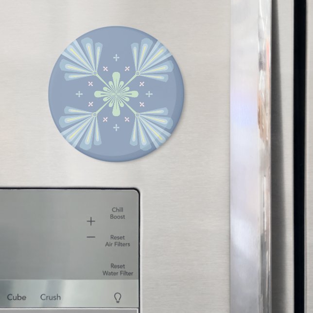 Blue Floral Abstract Pattern Magnet (In Situ (Fridge))
