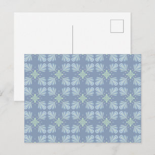 Blue Floral Abstract Pattern Postcard