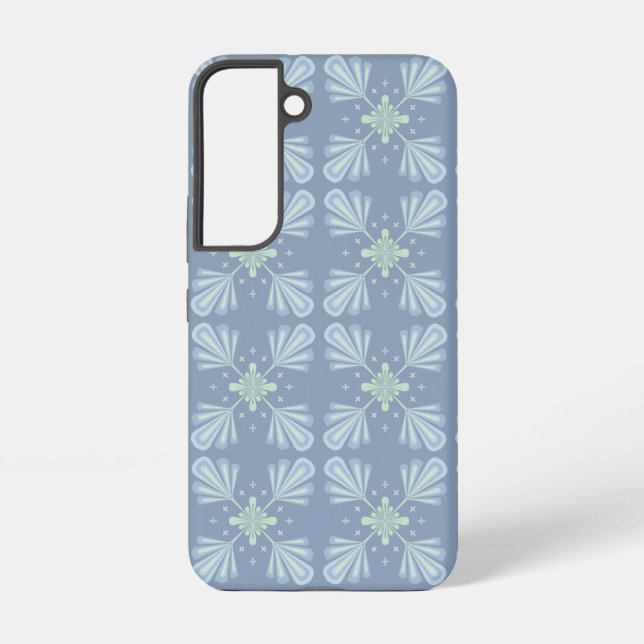Blue Floral Abstract Pattern Samsung Galaxy S22 Case (Back)