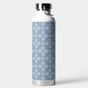 Blue Floral Abstract Pattern Water Bottle
