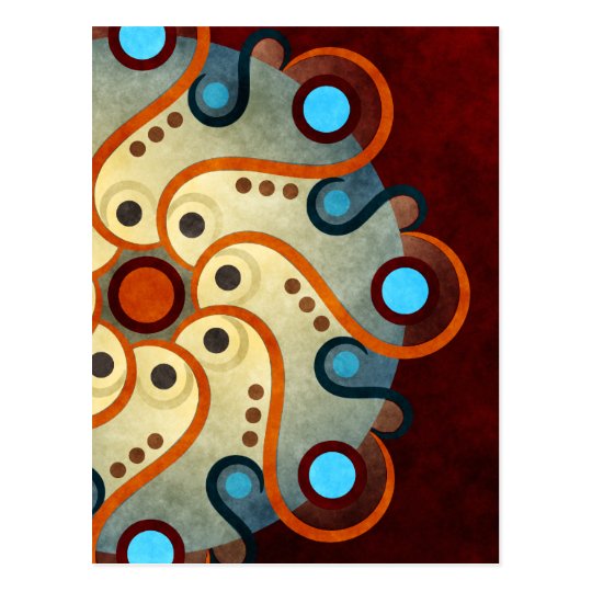 Blue Floral Abstract Vector Art Postcard