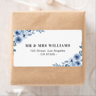 blue floral address label