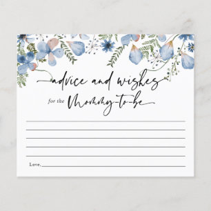 Blue Floral Advice for Mummy Baby Shower Game Card