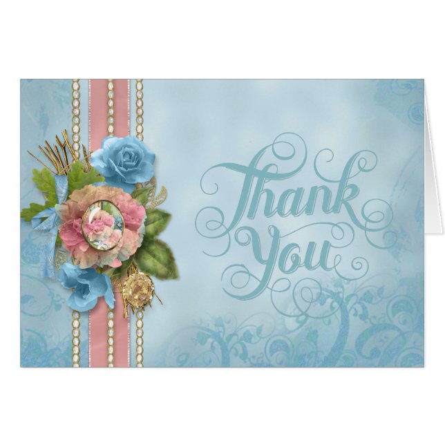 Blue Floral All Occasion Card (Front Horizontal)