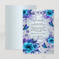 Blue Floral And Butterfly Wedding Details