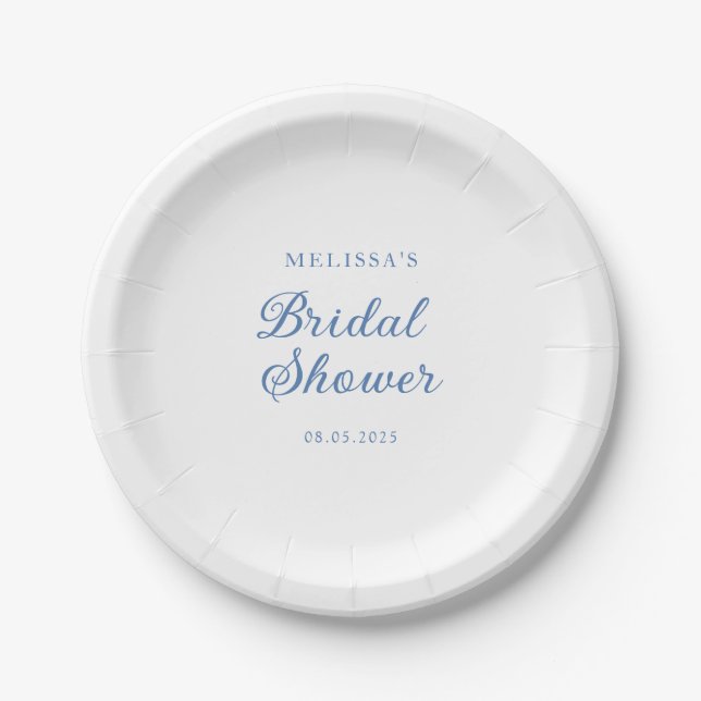 Blue Floral and Citrus Bridal Shower Tea Party Paper Plate (Front)