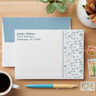Blue Floral and Polka Dots Envelope