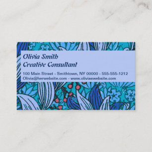 Blue Floral Antique Boho Modern Business Card