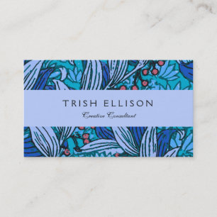 Blue Floral Antique Boho Modern Business Card