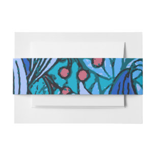 Blue Floral Antique Boho Modern Invitation Belly Band