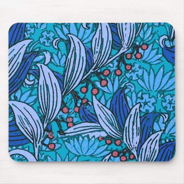 Blue Floral Antique Boho Modern Mouse Mat (Front)